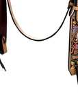 HILASON Western Horse Headstall & Breast Collar Tack Set American Leather Floral Carving Tan