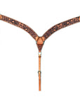 HILASON Western Horse Headstall & Breast Collar Tack Set American Leather Floral Carving Tan