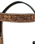 HILASON Western Horse Headstall & Breast Collar Tack Set American Leather Floral Carving Tan