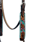 HILASON Western Horse Genuine Leather Floral Design Tack Set Dark Brown