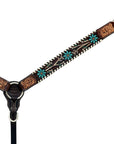 Hilason Horse Floral Hand Painted American Leather Breast Collar Headstall Dark Brown