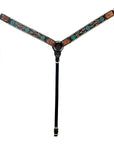 Hilason Horse Floral Hand Painted American Leather Breast Collar Headstall Dark Brown