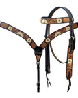 Hilason Horse Floral Hand Painted American Leather Breast Collar Headstall Brown