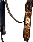 HILASON Western Horse Genuine Leather Headstall Tack Floral Dark Brown