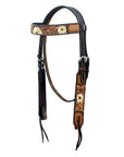 HILASON Western Horse Genuine Leather Headstall Tack Floral Dark Brown