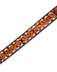 Hilason Horse Floral Hand Carved American Leather Breast Collar Headstall Dark Brown