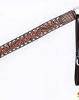 Hilason Horse Floral Hand Carved American Leather Breast Collar Headstall Dark Brown