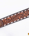 Hilason Horse Floral Hand Carved American Leather Breast Collar Headstall Dark Brown