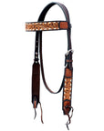 Hilason Horse Floral Hand Carved American Leather Breast Collar Headstall Dark Brown