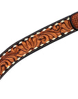 Hilason Horse Floral Hand Carved American Leather Breast Collar Headstall Dark Brown