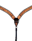 Hilason Horse Floral Hand Carved American Leather Breast Collar Headstall Dark Brown