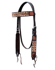 Hilason Horse Floral Hand Carved American Leather Breast Collar Headstall Dark Brown