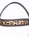 Hilason Western Horse Hand Tooled American Leather Breast Collar Headstall Cheetah Print Dark Brown