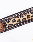 Hilason Western Horse Hand Tooled American Leather Breast Collar Headstall Cheetah Print Dark Brown