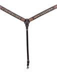 Hilason Western Horse Hand Tooled American Leather Breast Collar Headstall Cheetah Print Dark Brown