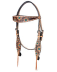 Hilason Horse Floral Hand Painted American Leather Breast Collar Headstall Brown