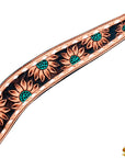 Hilason Horse Floral Hand Painted American Leather Breast Collar Headstall Brown