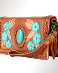 American Darling Organiser Hair-On Hand Tooled Genuine Leather Women Bag Western Handbag Purse