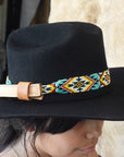 HILASON Beaded American Style Western Cowgirl Handmade Hatband Tan