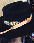 HILASON Beaded American Style Western Cowgirl Handmade Hatband Tan