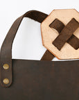HILASON Genuine Leather Adjustable Work Apron With Tool Pockets Brown