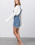 Frayed Denim Overalls Dress