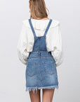 Frayed Denim Overalls Dress