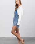 Frayed Denim Overalls Dress