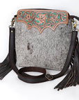 Ohlay Bags SKBA116 Cross Body I Hand Tooled Hair-On Genuine Leather Women Bag Western Handbag Purse