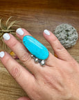 MJ collection - long turquoise stone ring - Size 6 - sterling silver