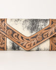 OHLAY WALLET Hand Tooled Hair-on Genuine Leather women bag western handbag purse