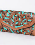 OHLAY WALLET Hand Tooled Hair-on Genuine Leather women bag western handbag purse