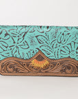 OHLAY WALLET Hand Tooled Embossed Hair-on Genuine Leather women bag western handbag purse