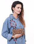OHLAY WALLET Hand Tooled Hair-on Genuine Leather women bag western handbag purse