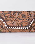 OHLAY WALLET Hand Tooled Hair-on Genuine Leather women bag western handbag purse