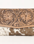 OHLAY WALLET Hand Tooled Hair-on Genuine Leather women bag western handbag purse