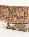 OHLAY WALLET Hand Tooled Hair-on Genuine Leather women bag western handbag purse