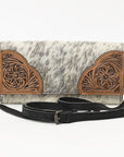 OHLAY WALLET Hand Tooled Hair-on Genuine Leather women bag western handbag purse