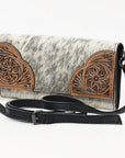 OHLAY WALLET Hand Tooled Hair-on Genuine Leather women bag western handbag purse