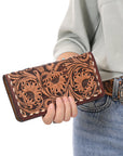 OHLAY WALLET Hand Tooled Genuine Leather women bag western handbag purse