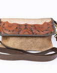 OHLAY WALLET Hand Tooled Hair-on Genuine Leather women bag western handbag purse