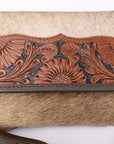 OHLAY WALLET Hand Tooled Hair-on Genuine Leather women bag western handbag purse