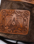 OHLAY MESSENGER Hand Tooled Hair-on Genuine Leather women bag western handbag purse