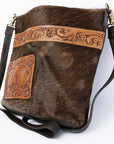 OHLAY MESSENGER Hand Tooled Hair-on Genuine Leather women bag western handbag purse