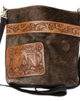 OHLAY MESSENGER Hand Tooled Hair-on Genuine Leather women bag western handbag purse