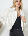 Faux Leather Moto Fringe Jacket