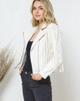 Faux Leather Moto Fringe Jacket