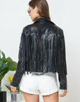 Faux Leather Moto Fringe Jacket