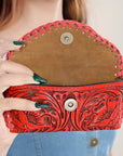 American Darling Sunglass Case Hand Tooled Genuine Leather Women Bag Western Handbag Purse