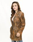 ADJKT033 Genuine Vintage leather Women shirt jacket dress ladies girl